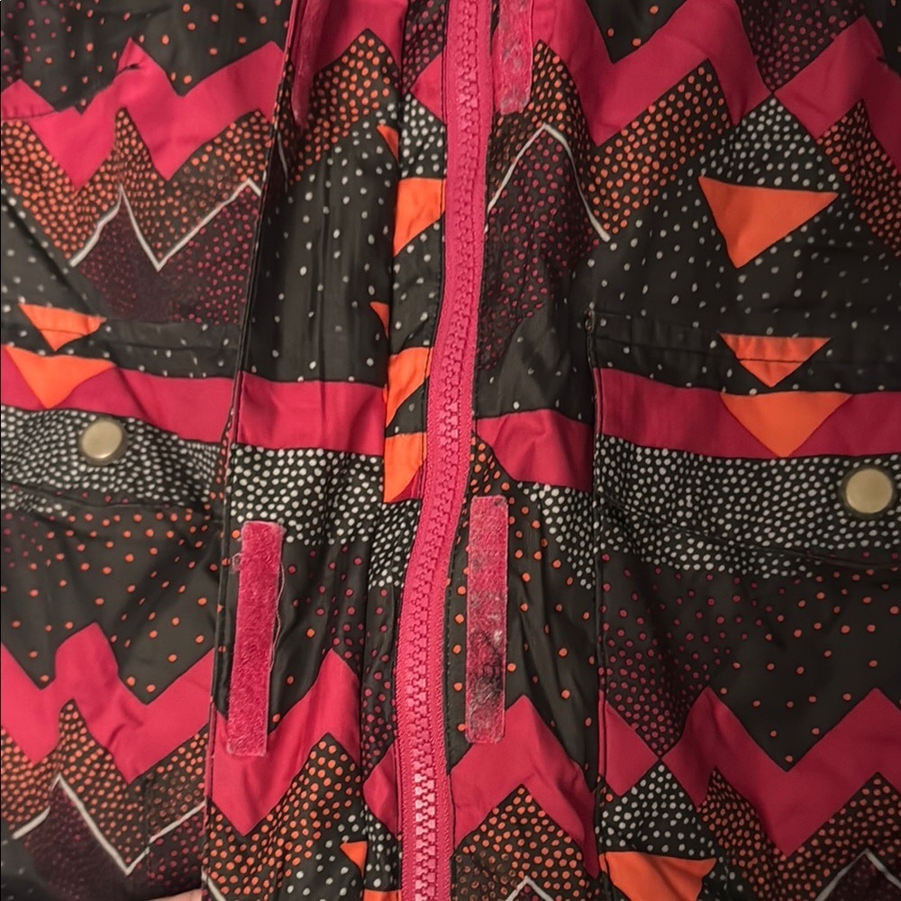 Simms Red Black Ski Jacket Geometric Insulated Hooded - Picture 3 of 16